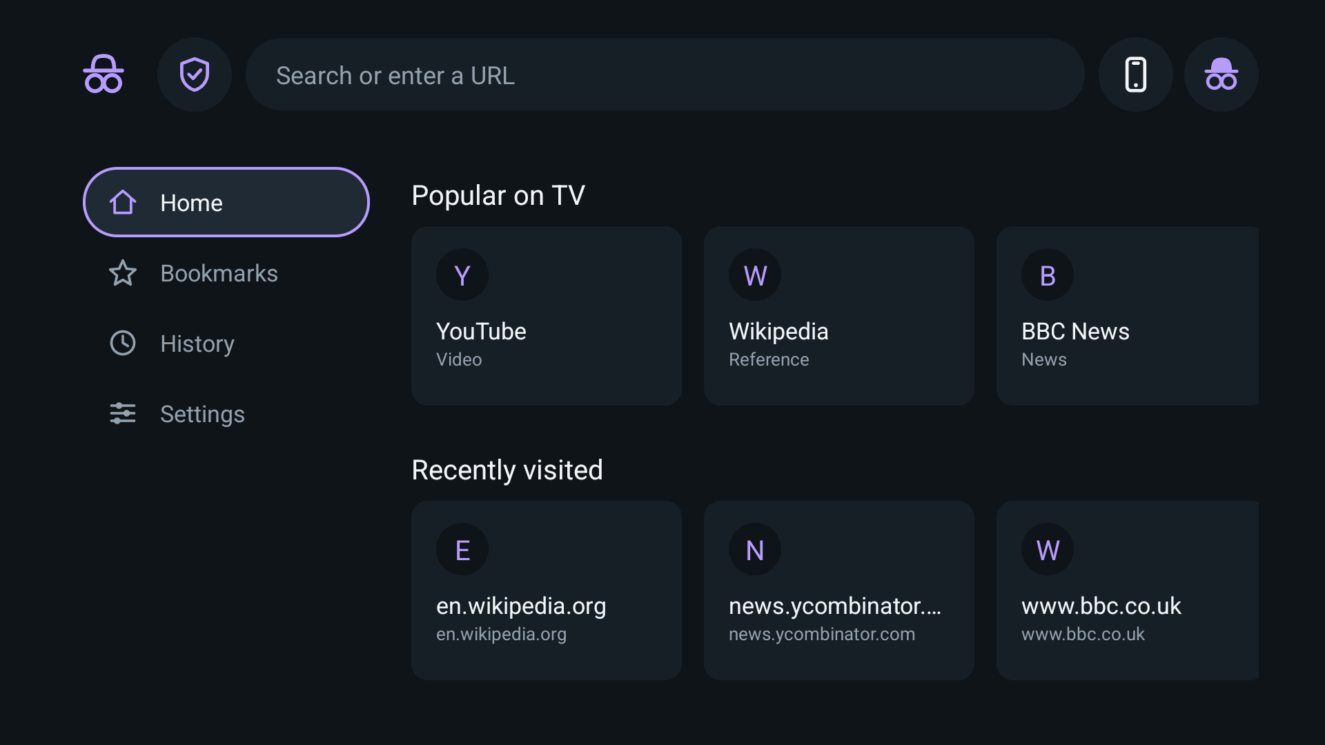 Private browsing, with the whole interface recoloured purple